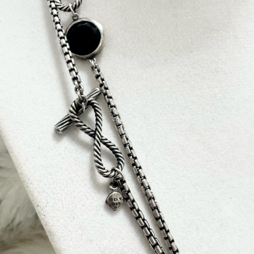 David Yurman 47” Infinity Necklace with Black Onyx .925 Sterling Silver - Picture 11 of 11